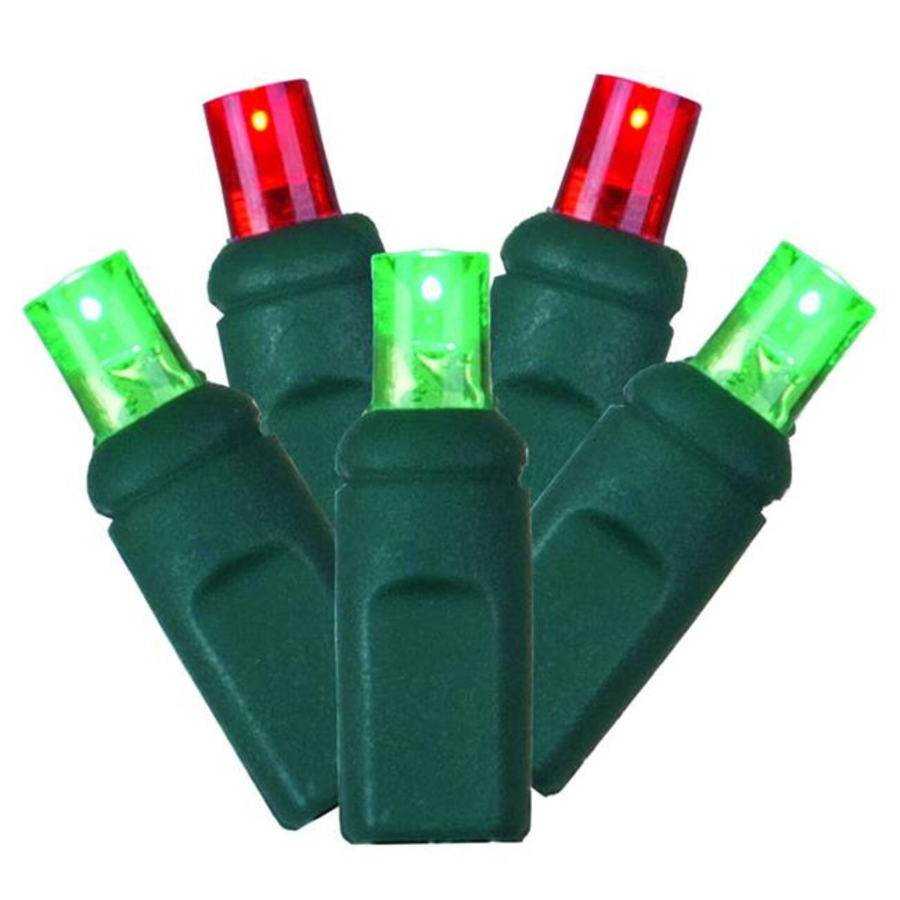 50 Red &#x26; Green Wide Angle LED Lights on Green Wire, 25 ft. Christmas Light Set with 6 in. Spacing